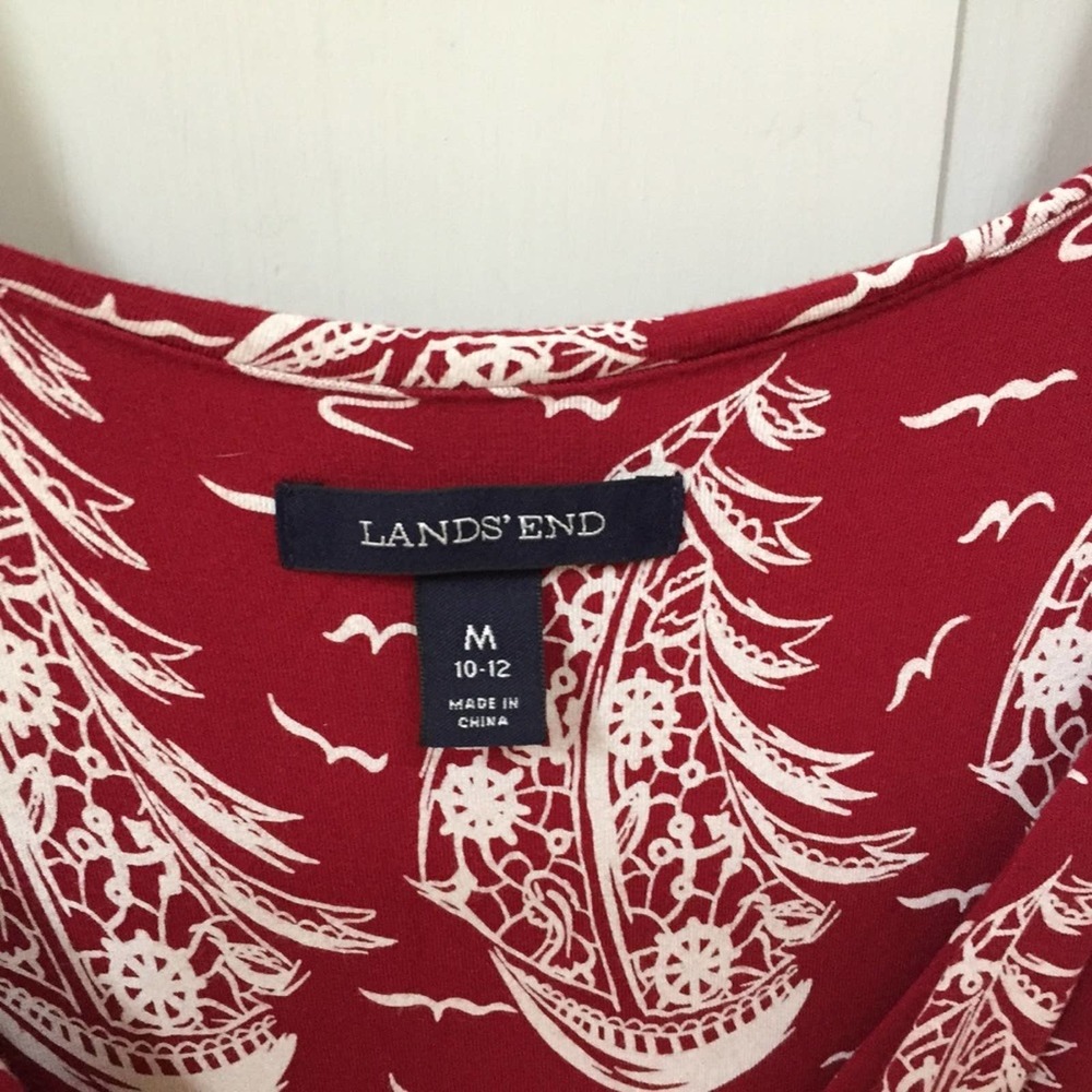 Lands' End Red & White Sailboat Print Dress - Picture 9 of 16